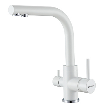 Смеситель для кухни Paulmark ESSEN Es213011-431TW на раковину белый матовый без термостата