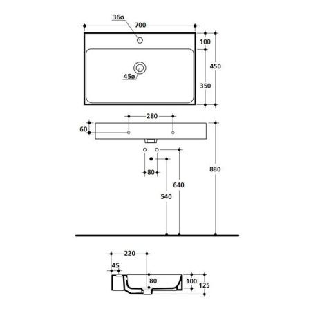Раковина из сантехнического фарфора Kerasan Cento 353201*1 70х50 накладная цвет белый 1 отверстие под смеситель
