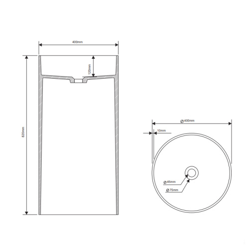 Раковина из искусственного камня Dea Design Washbasins DD2012 450 3 50х50 напольная цвет серый без отверстий под смеситель - фото 2