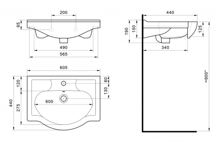 Раковина мебельная керамическая Santek Селигер 60 1.WH11.0.268 60х50 накладная цвет белый