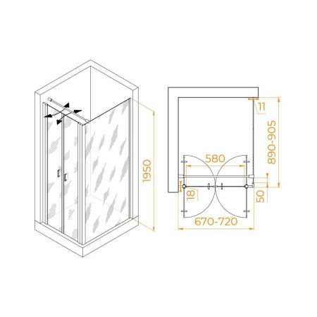 Душевой уголок RGW Passage 060814479-014 90х70 стекло прозрачное профиль черный без поддона