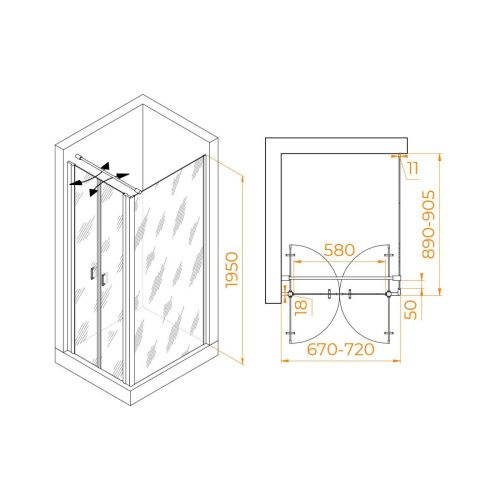 Душевой уголок RGW Passage 060814479-011 90х70 стекло прозрачное профиль хром без поддона - фото 2