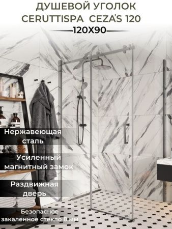 Душевой уголок Cerutti SPA CEZA'S120 120х90 стекло прозрачное профиль хром без поддона