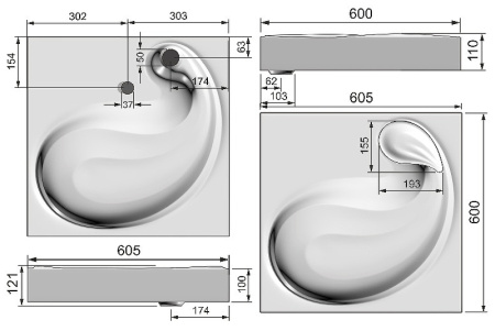 Раковина из литьевого мрамора Jorno 4627173210348 61х60 накладная цвет белый