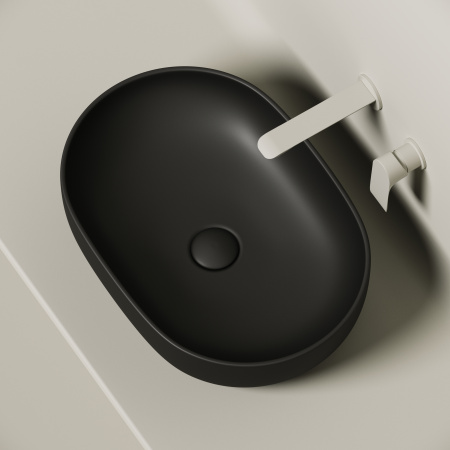Раковина из сантехнического фарфора Ceramica Nova ELEMENT CN6047MB 60х42 накладная цвет черный матовый без отверстий под смеситель