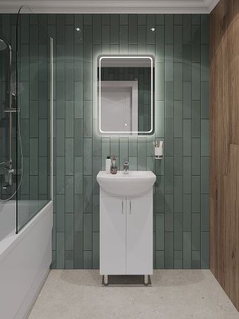 Тумба с раковиной Orange Лайт LA-45TUW+RA 50х40 напольная цвет белый