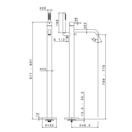 Смеситель Newform XT 4278E.21.018 напольный хром