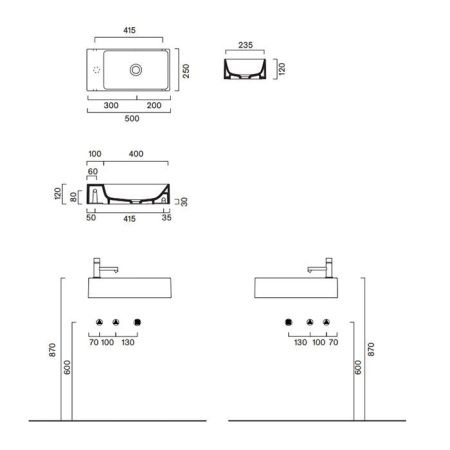 Раковина керамическая Catalano Premium 220520001 50 см подвесная цвет белый без отверстий под смеситель