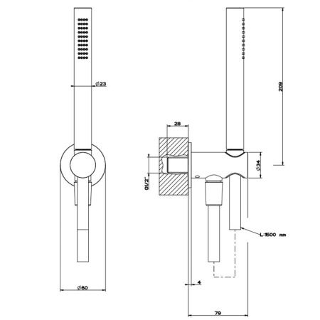 Душевой гарнитур Gessi Gessi316 54023#239 настенный нержавеющая сталь