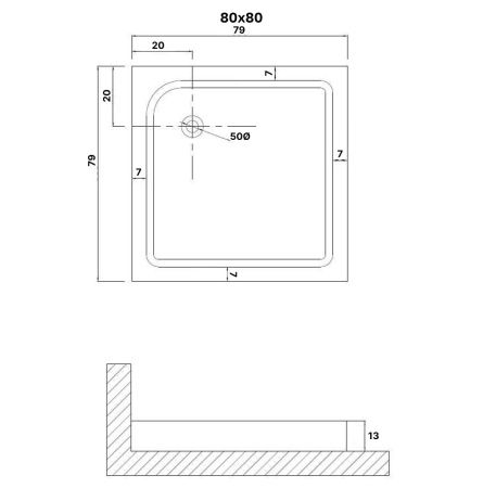 Душевой поддон из ABS-пластика Niagara Eco NG-P8080-14Q 80х80 белый с ножками