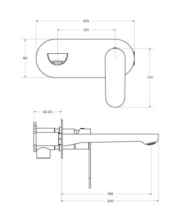 Смеситель для раковины Cezares STYLUS STYLUS-BLI1-NOP-W0 встраиваемый в стену черный