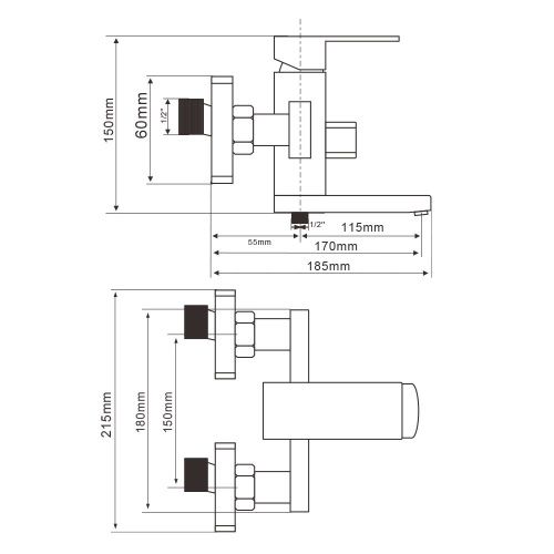 Смеситель для ванны WesnaArt Kubus KUB13-310 настенный сатин - фото 2