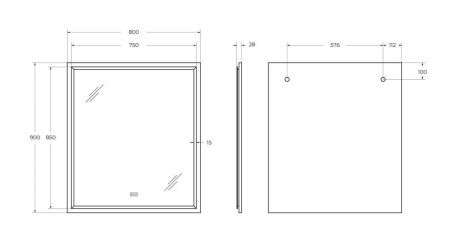 Зеркало с подсветкой Cezares CZR-SPC-INT-800-900-LED-TCH-WARM-TIT 80х90 подвесное
