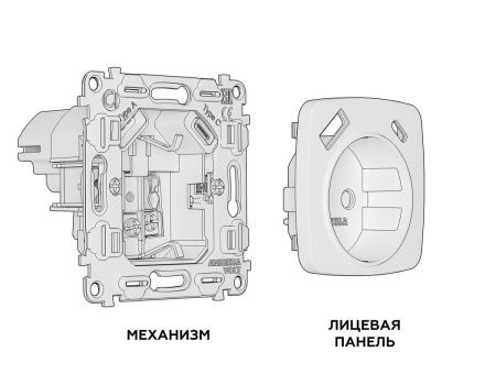 Комплект механизма электрической розетки USB A+C 20W Ambrella Volt Omega (Омега) MO110010