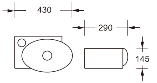 Раковина из сантехнического фарфора MILLEAU PERL MU058A-GW 43х29 подвесная цвет белый глянцевый 1 отверстие под смеситель - фото 2