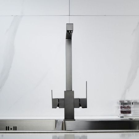 Смеситель для кухни Shevanik S148T на мойку оружейная сталь