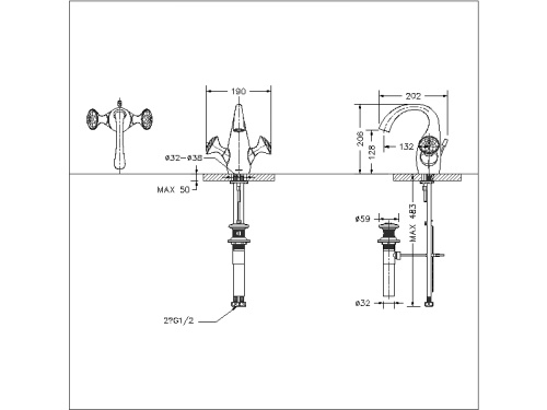 Смеситель Bravat Swan F14287G-ENG на столешницу золото - фото 2