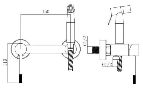 Гигиенический душ со смесителем Voda VSL02B VODA черный - фото 3