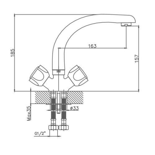 Смеситель для кухни Cron CN4409 на мойку хром - фото 3