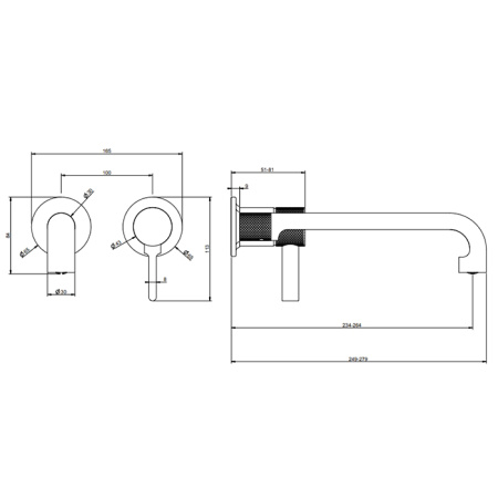 Смеситель для раковины Gessi Inciso 58089#031 встраиваемый в стену хром (внешняя часть)