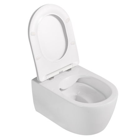 Унитаз подвесной Abber Bequem AC1104 белый с сиденьем микролифт безободковый каскадный смыв