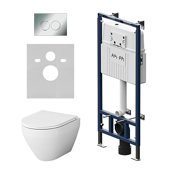 Комплект унитаз с инсталляцией с клавишей смыва Am.Pm Spirit V2.0 IS100151.701700 Комплект унитаз с инсталляцией с клавишей смыва Am.Pm Spirit V2.0 IS100151.701700