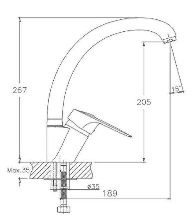 Смеситель для кухни Haiba HB04 HB4104 на мойку хром