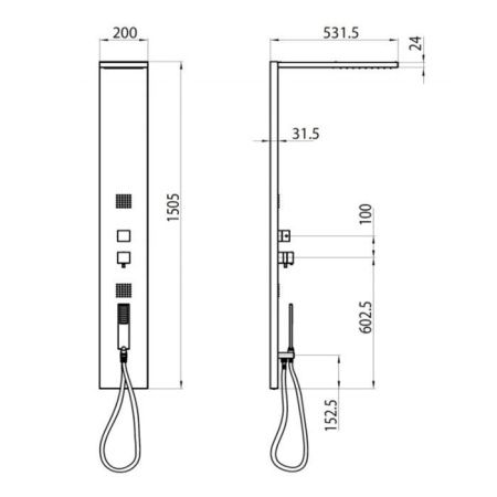 Душевая панель Bossini Manhattan L00897.030 настенная цвет хром