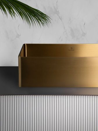 Раковина из нержавеющей стали AltroBagno Accordo AltroBagnoAccordo001009OrSp 50х40 накладная цвет золото