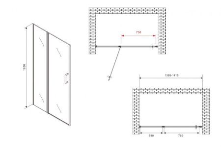 Душевая дверь Abber Sonnenstrand AG04140S 140х195 стекло прозрачное профиль хром
