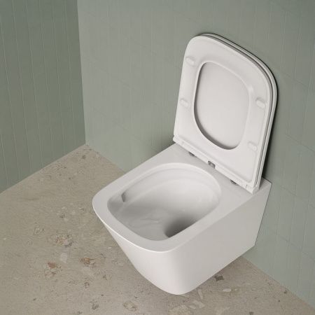 Унитаз подвесной IDDIS Bild BIQRNSEi25 белый с сиденьем микролифт безободковый смыв торнадо