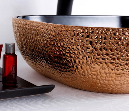 Раковина из санфаянса CeramaLux D1302H024 50х40 накладная цвет черный