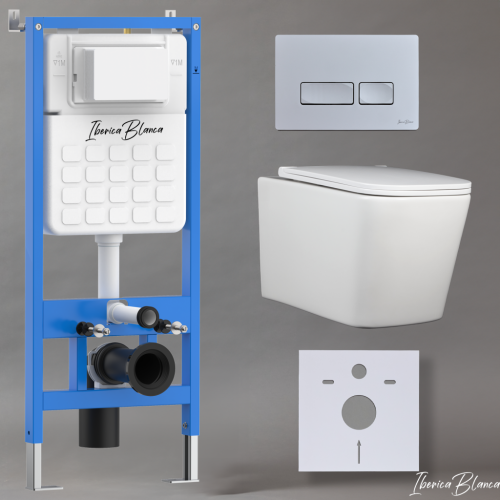 Комплект унитаз с инталляцией и клавишей смыва Iberica Blanca TOLEDO ALTO IB001.TLA.234.214 - фото 2