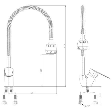 Смеситель для кухни Rossinka S S35-26 на мойку хром