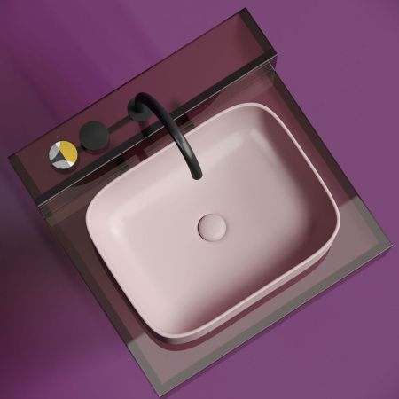 Раковина из сантехнического фарфора Ceramica Nova ELEMENT CN6052MP 50х40 накладная цвет розовый без отверстий под смеситель