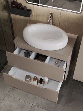 Тумба с раковиной Orange Line Li-80TuLMDF+B08-640W 80х50 цвет бежевый