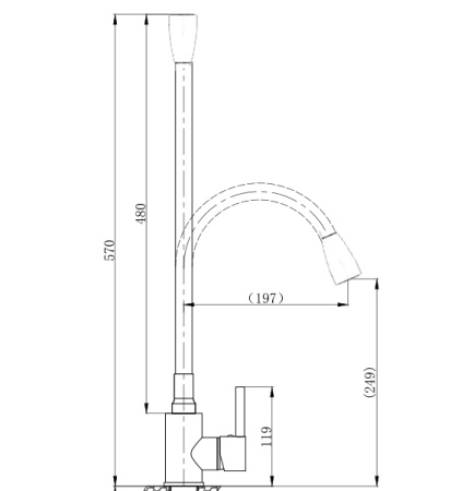 Смеситель для кухни BOCH MANN MIA BN BM10420 на раковину/на столешницу никель матовый