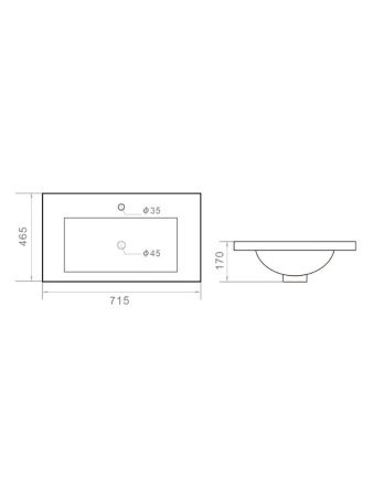 Раковина из сантехнического фарфора Orange B03-700W 70х50 встраиваемая цвет белый