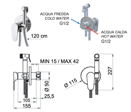 Гигиенический душ со смесителем Remer L65W хром