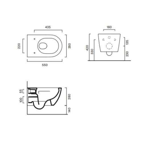 Чаша унитаза подвесная Catalano Sfera 511550021 цвет белый матовый без сиденья безободковая смыв торнадо - фото 2