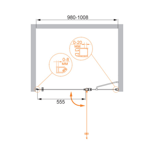 Душевая дверь Cezares ELENA ELENA-W-B-12-100-P-Cr-R 100х195 стекло рифленое профиль хром глянцевый - фото 5