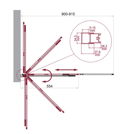 Душевая шторка на ванну BelBagno LUCE LUCE-VF-11-90/145-P-NERO 90х145 стекло рифленое профиль черный ориентация универсальная