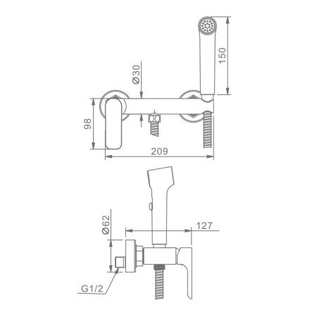 Гигиенический душ со смесителем Raglo R03 R03.51 хром