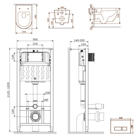Комплект унитаз с инсталляцией с клавишей смыва Am.Pm Like IS47038.801900