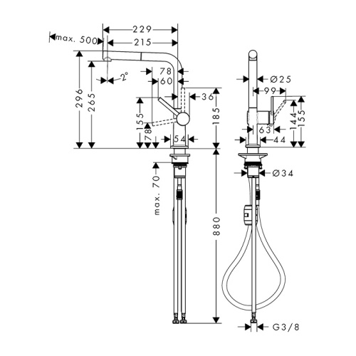 Смеситель для кухни Hansgrohe 72808800 на мойку нержавеющая сталь без термостата - фото 2