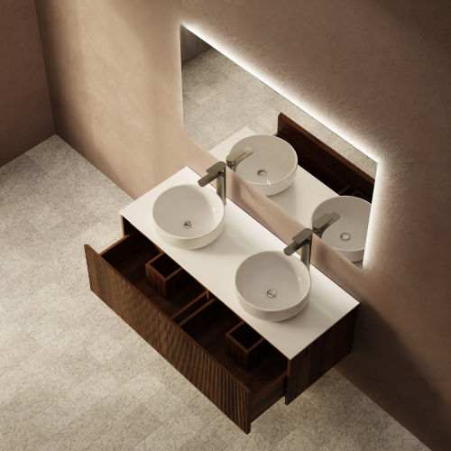 Тумба с раковиной ArtDecco Camilla (Камилла) ACM12W22D300 120x45x40 подвесная цвет черный орех - фото 3