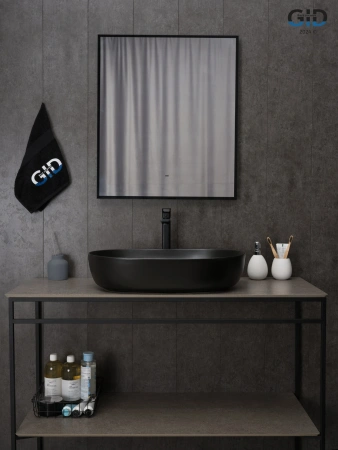 Раковина керамическая Gid Lago 53355 60х40 накладная цвет черный без отверстий под смеситель