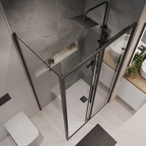 Душевой уголок Niagara Nova NG-84-14AB-A90B-34 140х90 стекло прозрачное профиль черный матовый без поддона - фото 5