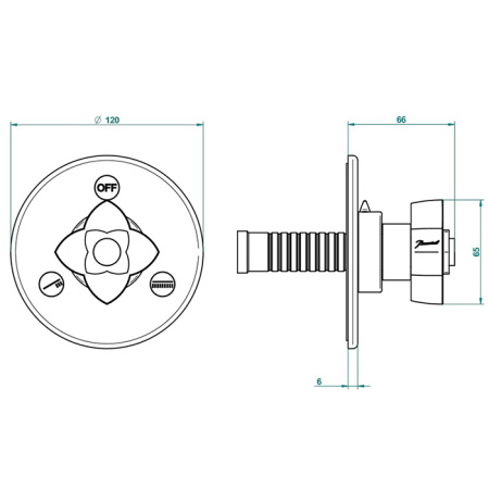 Переключатель потоков THG Ptale de cristal bleu U6B-F01-48M2SB (внешняя часть)
