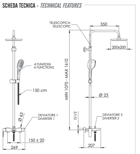 Душевая стойка Remer Energy EY34ASD20 настенная - фото 2